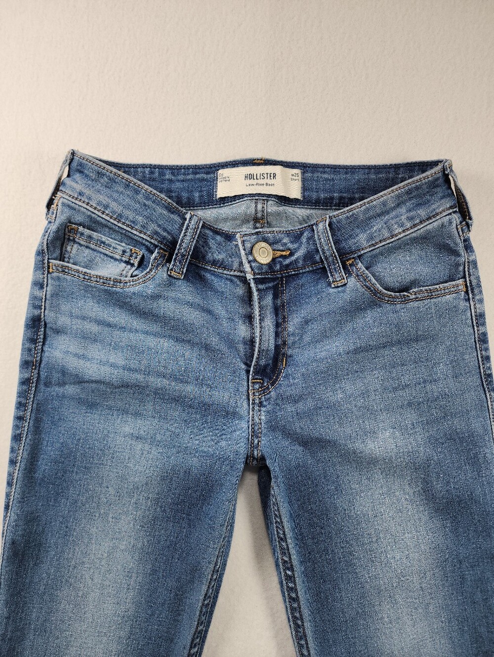 Hollister Low Rise Bootcut Jeans W25 Short Y2K Stretch Denim Back to School - Picture 5 of 13